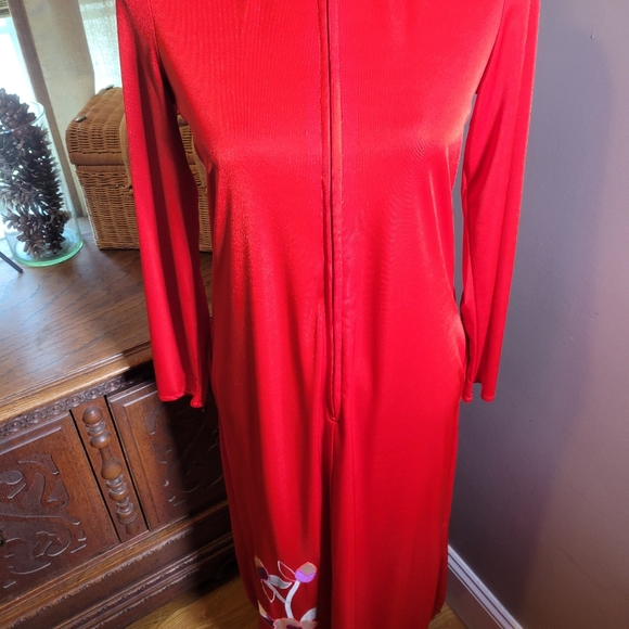 Ava Bergman Dresses Vintage 7s Ava Bergman Embroidered Flowers Zip